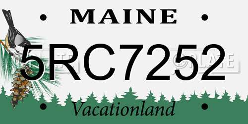 5RC7252 Maine License Plate