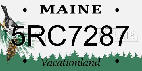 5RC7287 Maine License Plate