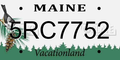5RC7752 Maine License Plate