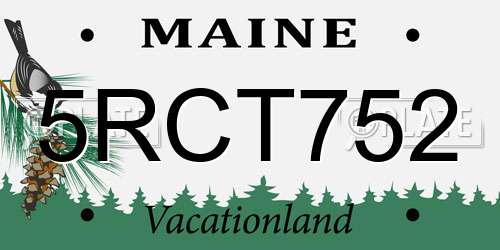 5RCT752 Maine License Plate
