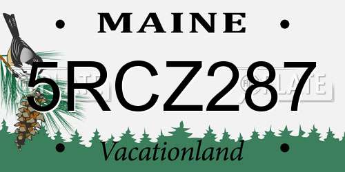 5RCZ287 Maine License Plate