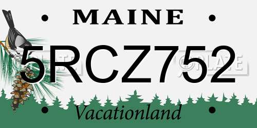 5RCZ752 Maine License Plate