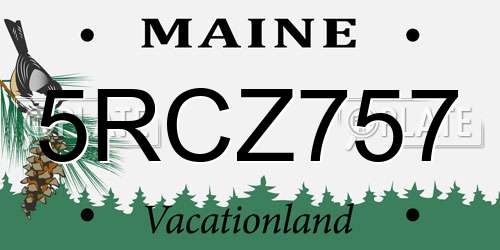 5RCZ757 Maine License Plate