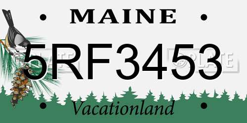 5RF3453 Maine License Plate