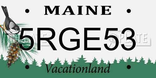 5RGE53 Maine License Plate