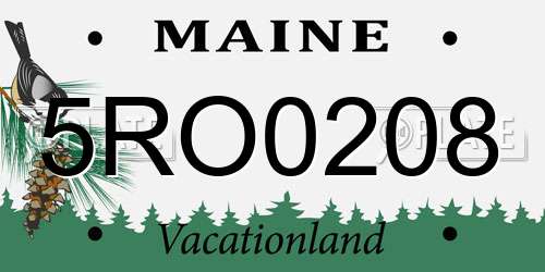 5RO0208 Maine License Plate