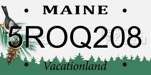 5ROQ208 Maine License Plate