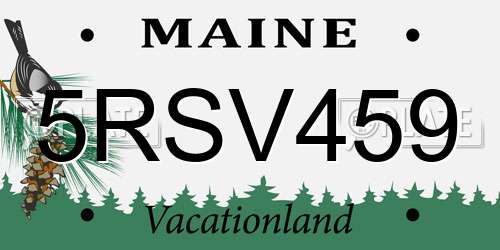 5RSV459 Maine License Plate
