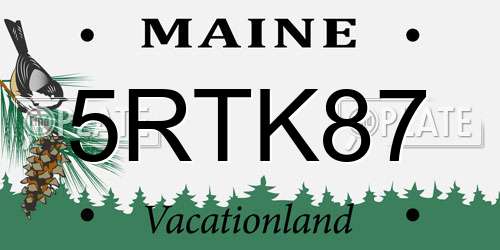 5RTK87 Maine License Plate