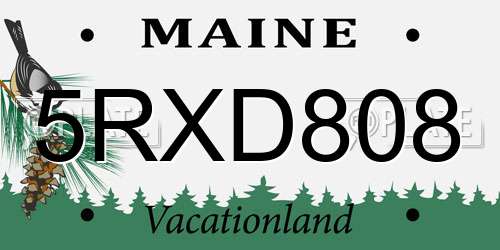 5RXD808 Maine License Plate