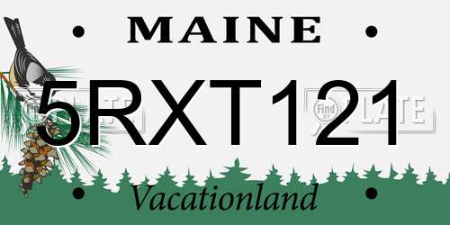 5RXT121 Maine License Plate