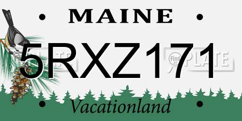 5RXZ171 Maine License Plate