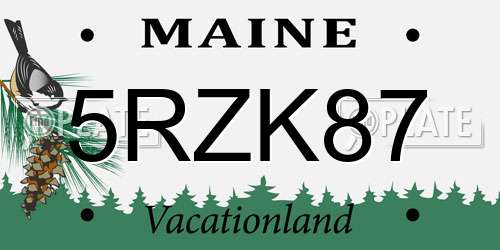 5RZK87 Maine License Plate