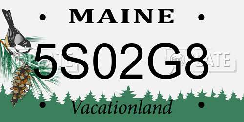 5S02G8 Maine License Plate