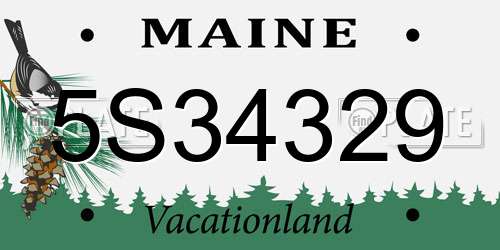 5S34329 Maine License Plate