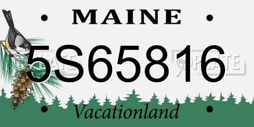 5S65816 Maine License Plate