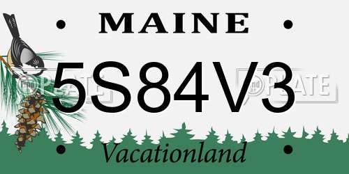 5S84V3 Maine License Plate