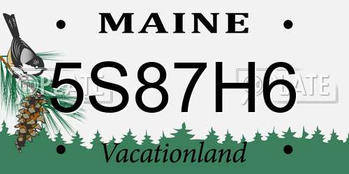 5S87H6 Maine License Plate