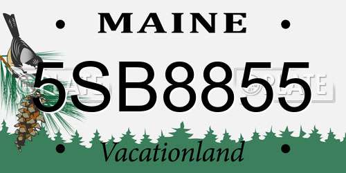 5SB8855 Maine License Plate