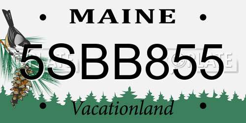 5SBB855 Maine License Plate