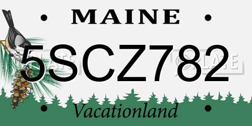 5SCZ782 Maine License Plate