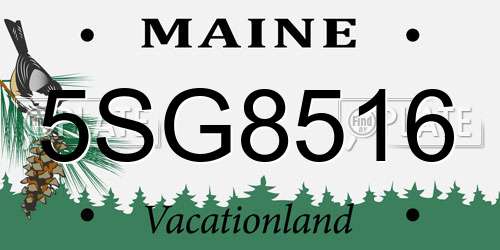 5SG8516 Maine License Plate