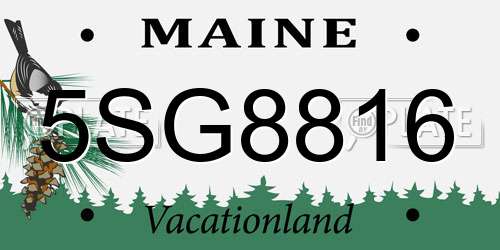 5SG8816 Maine License Plate