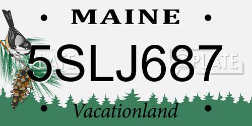 5SLJ687 Maine License Plate