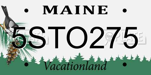5STO275 Maine License Plate