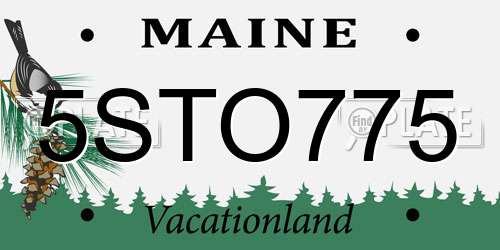 5STO775 Maine License Plate