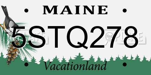 5STQ278 Maine License Plate