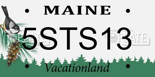 5STS13 Maine License Plate