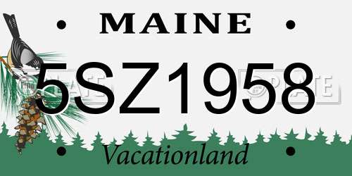 5SZ1958 Maine License Plate