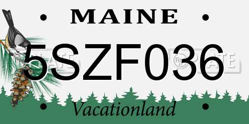 5SZF036 Maine License Plate