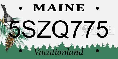5SZQ775 Maine License Plate