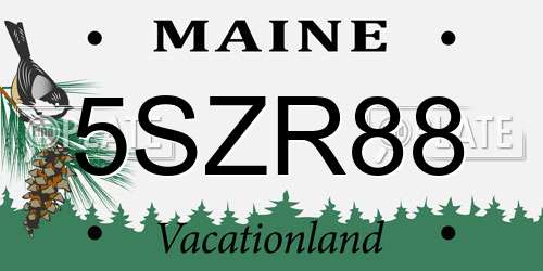 5SZR88 Maine License Plate