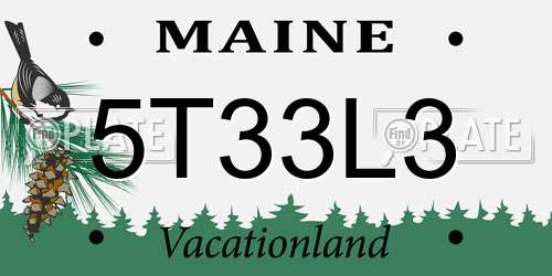 5T33L3 Maine License Plate