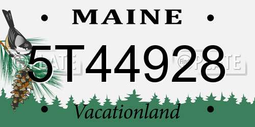 5T44928 Maine License Plate