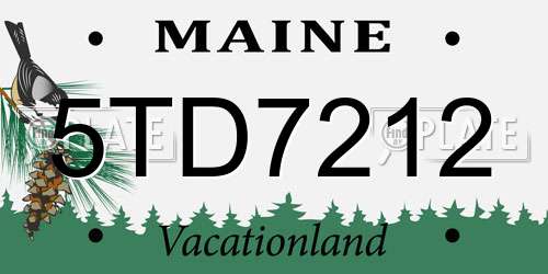 5TD7212 Maine License Plate