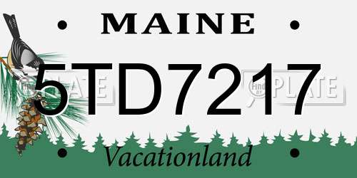 5TD7217 Maine License Plate