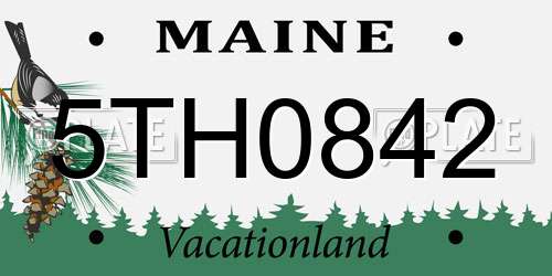 5TH0842 Maine License Plate