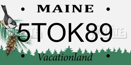 5TOK89 Maine License Plate