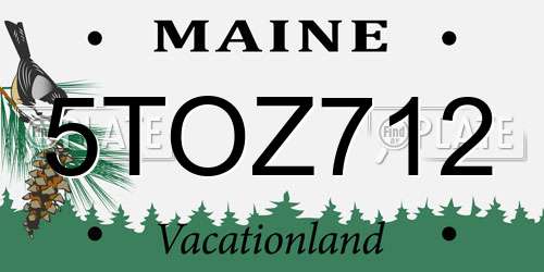 5TOZ712 Maine License Plate