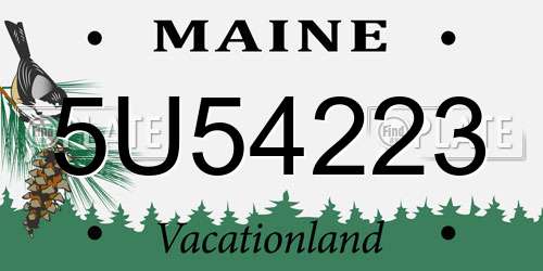 5U54223 Maine License Plate