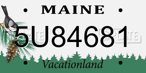 5U84681 Maine License Plate