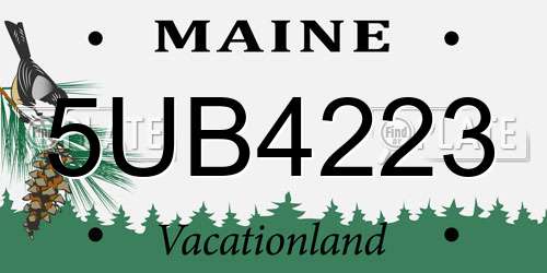 5UB4223 Maine License Plate