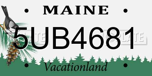 5UB4681 Maine License Plate
