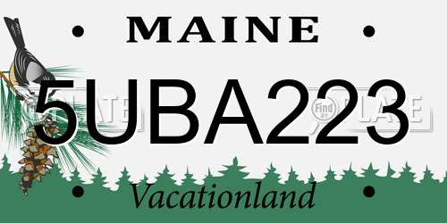 5UBA223 Maine License Plate