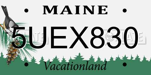 5UEX830 Maine License Plate
