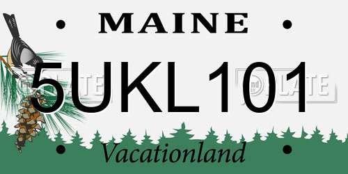 5UKL101 Maine License Plate